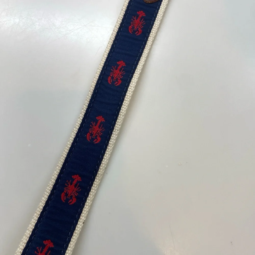 J Crew CrewCuts Canvas & Leather Belt Lobsters Navy Red Nautical Small Boy’s